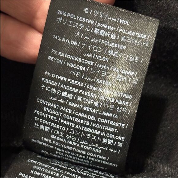 GUESS | Waterfall Women’s Open Front PU Leather Sleeves Wool Jacket M - Picture 14 of 16